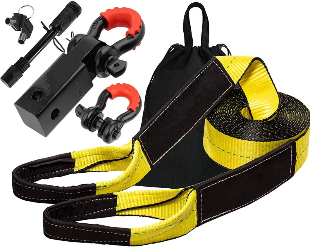 Tow Strap Recovery Kit Towing Rope with 3/4&quot; D Ring Shackles