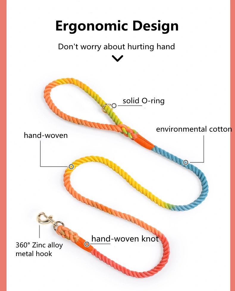 Factory Wholesale Fashion Cotton Round Rope Dog Strap Wear-Resistant Outdoor Travel Dog Rope