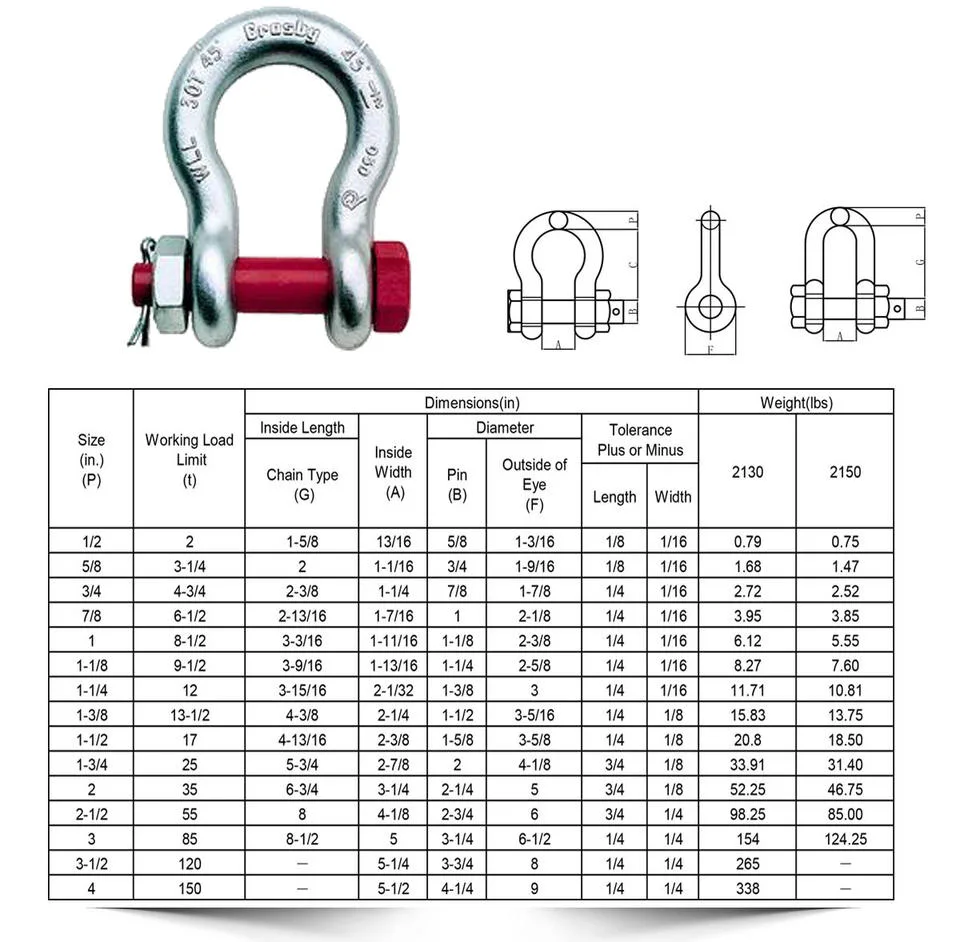 Factory Price Metal Steel Forged Chain G2130 Shackle with Nut