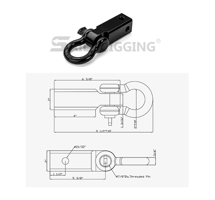 Forged Tow Strap Receiver Hitch with D Ring Shackle