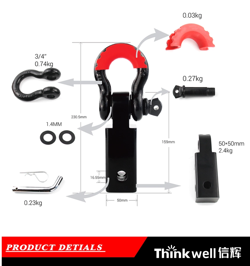 Heavy Solid Multi Mount Receiver Hitch Shackle with D Ring Kit